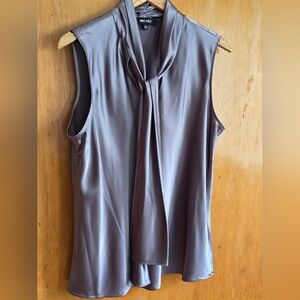 Nine West Gray Sleeveless Tie Front Blouse